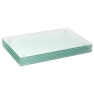 6x Glass Placemats - 50 x 40cm - Clear - Dining Table Place Mats Tabletop Protector for Kitchen Worktops