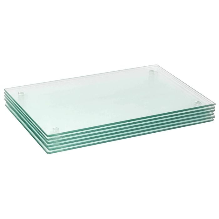 6x Glass Placemats - 50 x 40cm - Clear - Dining Table Place Mats Tabletop Protector for Kitchen Worktops