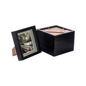 Nicola Spring 5 Piece 6 x 6 3D Shadow Box Photo Frame Set - Craft Display Picture Frame with 4 x 4 Mount - Black