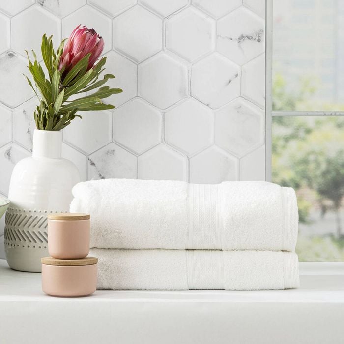 2pc Renee Taylor Stella 650gsm Bamboo Cotton Bath Sheet White
