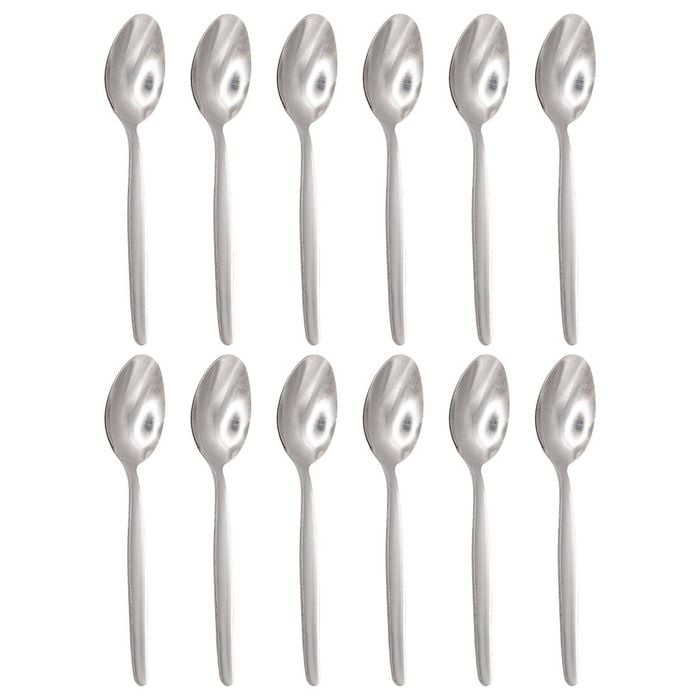 Argon Tableware Economy Silver Teaspoons - 24x Durable Rust Resistant Stainless Steel Dishwasher Safe Flatware Set