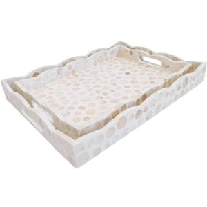 2pc LVD Serving Tray Scallop Mop Home/Kitchen Table Decor