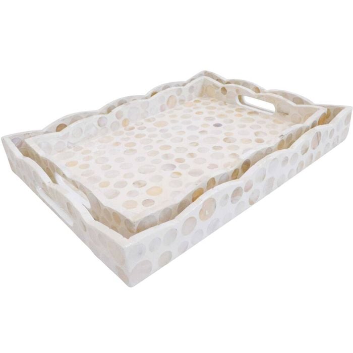 2pc LVD Serving Tray Scallop Mop Home/Kitchen Table Decor