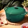 Gourmet Kitchen Cast Iron Casserole 28cm Eden Green