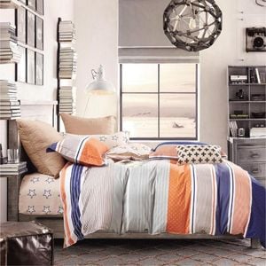 Luxor Queen Cotton Moka Design Quilt Cover Set