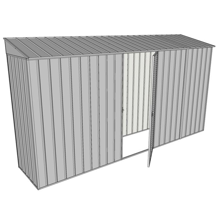 Build-a-Shed 0.8 x 3.7 x 2m Skillion Single Hinged Side Door Shed - Zinc