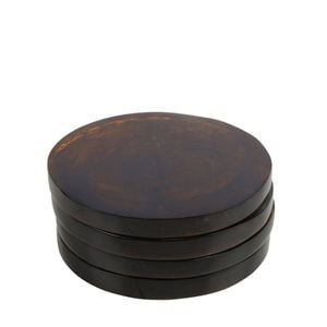 4pc Maine & Crawford Atlas Tobacco 10cm Resin Coaster Set Round - Amber