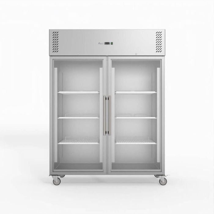 FED-X S/S Two Full Glass Door Upright Fridge