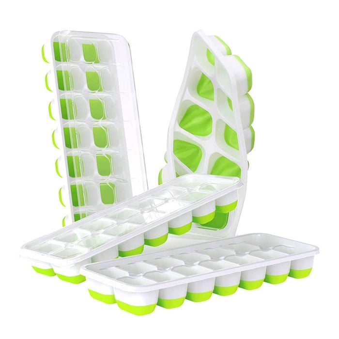 Catzon 4 Pcs Ice Cube Trays with Lid Stackable for Baby Food Coffee-Green