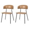 Levede 2Pcs PU Leather  Padded Dining Chair - Brown