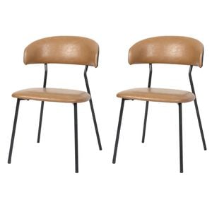 Levede 2Pcs PU Leather  Padded Dining Chair - Brown