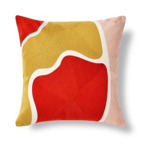 Cadence & Co. Zadie Crewel Embroidered Cushion 45x45cm Mustard/Rust