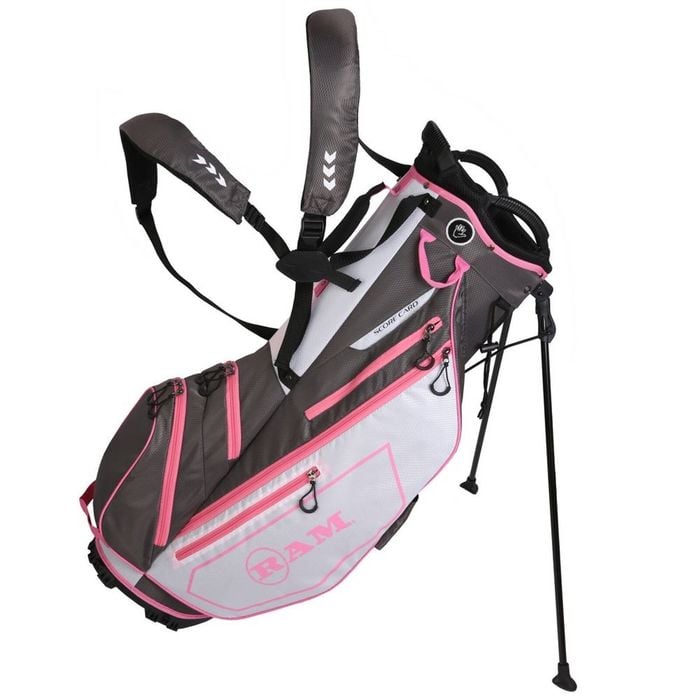 Ram Golf Ladies Fx Lightweight Golf Stand Carry Bag - Grey/white/pink