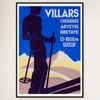 Galrie Vintage Skiing in Villars Switzerland Art Deco Poster for Home Decor, Black Frame, A2 42 x 60cm (16 x 24inch)