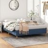 Metal Bed Frame Fabric Mattress Foundation Double Size Blue