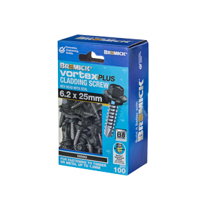 Bremick Vortex Plus Cladding Screw 6.2 x 25mm HEX B8 KA PK100
