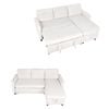 Ufurniture L Shape Convertible Sleeper Sofa Bed Chenille Pull Out Couch Bed w/ Storage Chaise Beige
