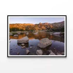 Lake Surrounded By Rocks, Trees  Print 100% Australian Made 120x90cm  (Poster)
