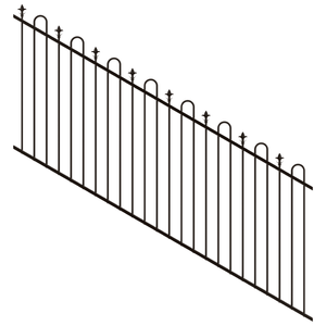 ProtectorAl 1201-2400W x 1200H Satin Black Loop & Spear Top Pool Fence Panel Raked 16-30º - Black