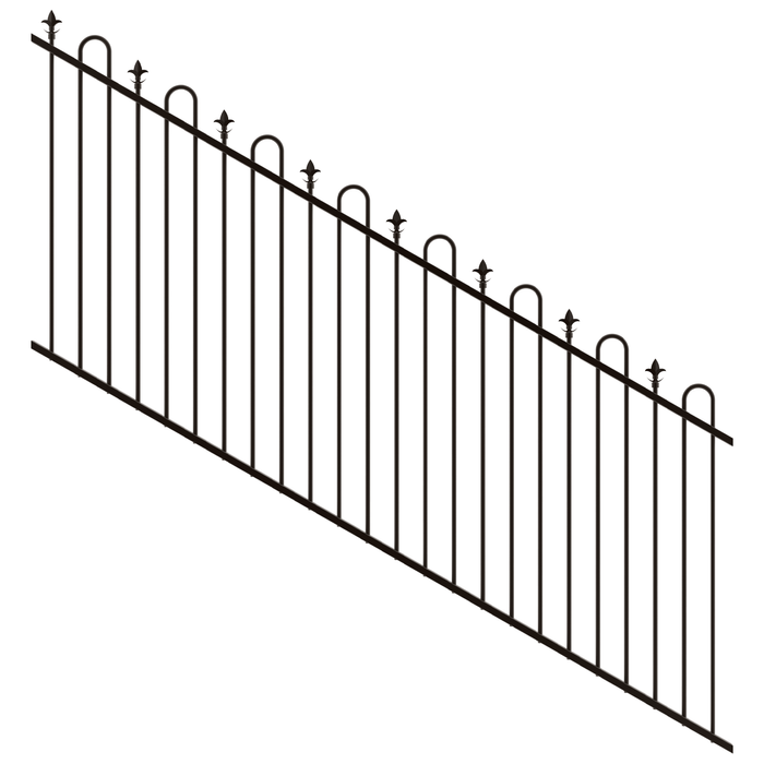 ProtectorAl 1201-2400W x 1200H Satin Black Loop & Spear Top Pool Fence Panel Raked 16-30º - Black