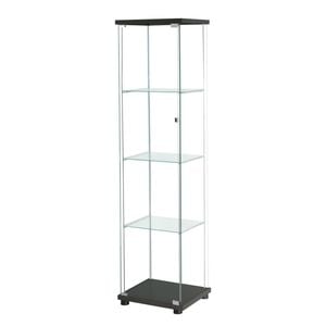 Stacked Display Cabinet 4-Tier Glass Door Black