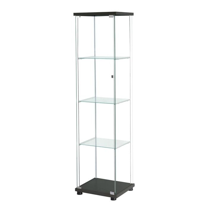 Stacked Display Cabinet 4-Tier Glass Door Black