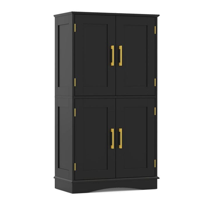 Costway 110 Cm Floor Storage Cabinet Cupboard Black