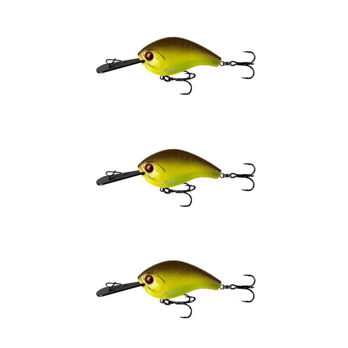 3x 13 Fishing 60mm Jabber Jaw Deep Crankbait Fishing Lure -Chartreuse Root Beer