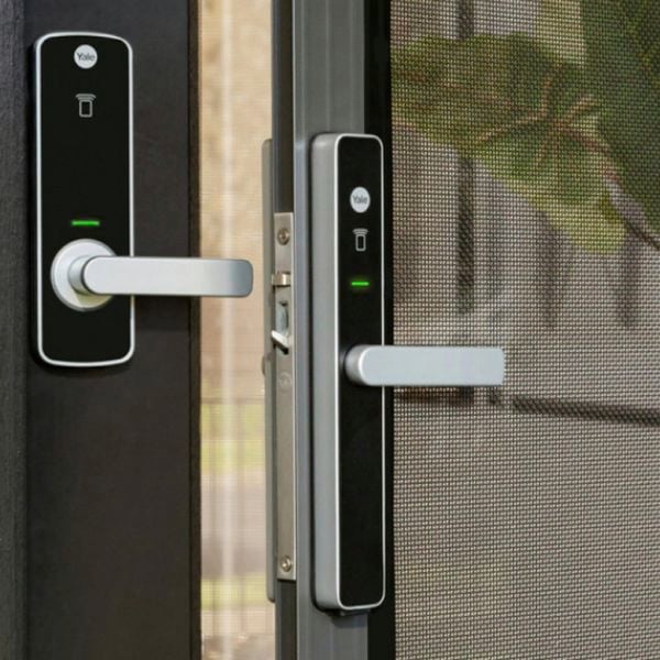 Two doors with door locks on them