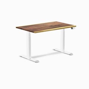 Desky Dual Sit To Stand Saman Hardwood Desk 120x75cm White Frame