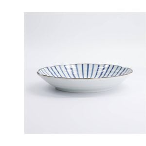 Tokyo Design Plate Natsu Tokusa Blue Stripe Porcelain Microwave Safe 22cm