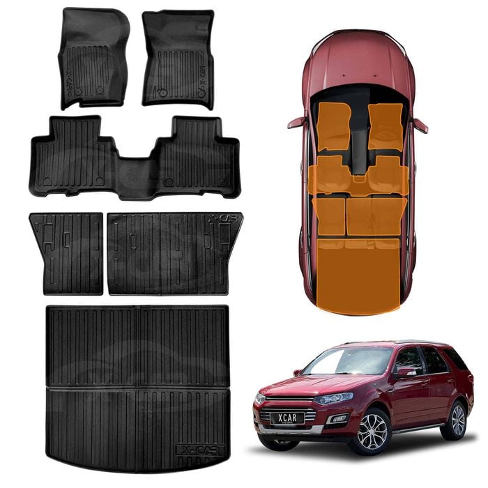 3D Floor Mats Boot Liner Set for Ford Territory 2004-2016 Cargo Kick Mats Back Seat Protector