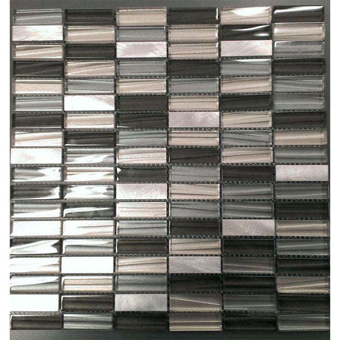 Johnson Wall Tile 300 x 300mm Charcoal Glass Mosaic