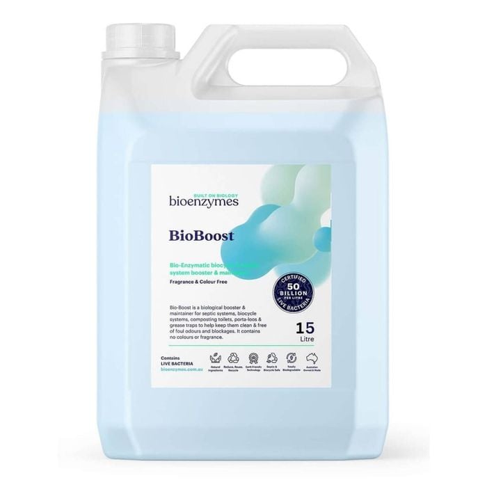 BioEnzymes BioBoost 15lt. Septic, biocycle, grease trap, holding tank, porta loo & camping toilet treatment with live bacteria.