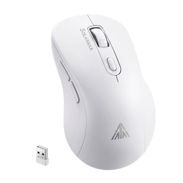 SOLAKAKA Silent Wireless Mouse Bluetooth 2.4GHz 4200 DPI 7 Buttons - White
