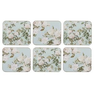 6PK Ashdene Elegant Rose 11cm Hardboard/Cork Coaster Square - Mint