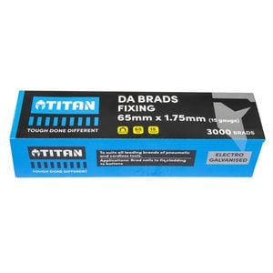 Titan 65x 1.75mm Electro Galvanised 34 Angled Collated Nail DA Brads - Pack 3000