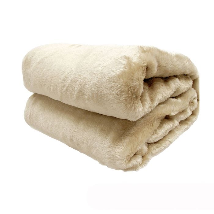 Canine Faux Fur Throw Rug 127 x 152 cm Cream Labrador