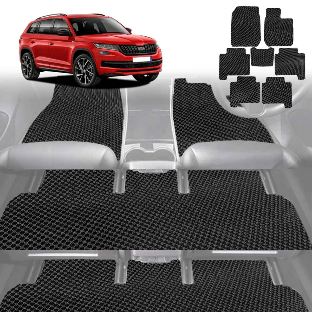 Tailored Deluxe Carpet Floor Mats For Skoda Kodiaq 2017+ – 4 Clips, UK Made