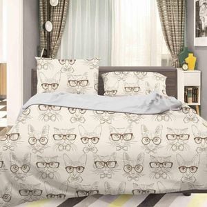 3D Beige Dog Cat Quilt Cover Set Bedding Set Pillowcases 44