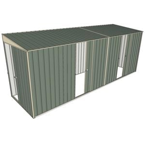 Build-a-Shed 1.5 x 5.2 x 2m Dual Single Sliding Side Door Skillion Shed - Green