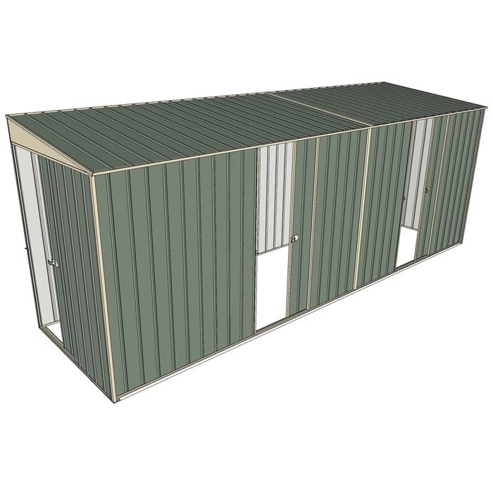 Build-a-Shed 1.5 x 5.2 x 2m Dual Single Sliding Side Door Skillion Shed - Green