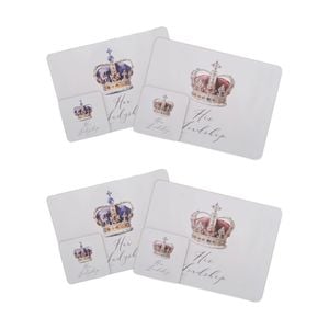 2pk 4pc Lesser & Pavey Lordship Ladyship Placemat Coaster Set White