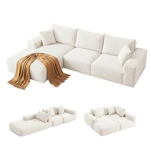 Artiss 3 Seater Modular Sofa Bed Sectional Boneless Couch for Living Room Corduroy Compressed Sofa