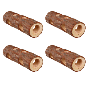 Yes4pets 4 X 20cm Hideout Mouse Tube Toy Burrows Animals Cage Wooden Hamster Tunnel For Rats