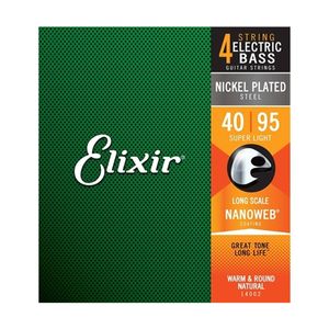 Elixir #14002 Bass Strings Nanoweb Coating Nickel Plated Steel 40-95 Super Light