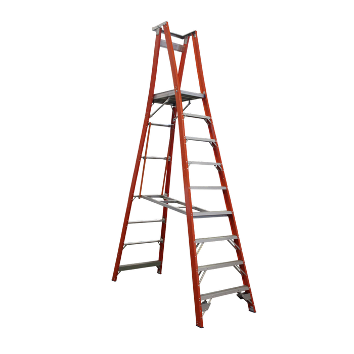 INDALEX 2.7m 180kg Industrial Fibreglass Pro Series Platform Ladder