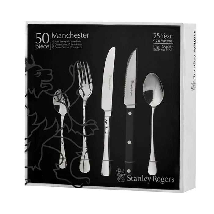 Stanley Rogers 50 Piece Manchester Stainless Steel Cutlery Set 50pc