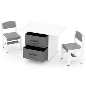 Costway 3pcs Kids Table & Chair Set Activity Center Writing Desk