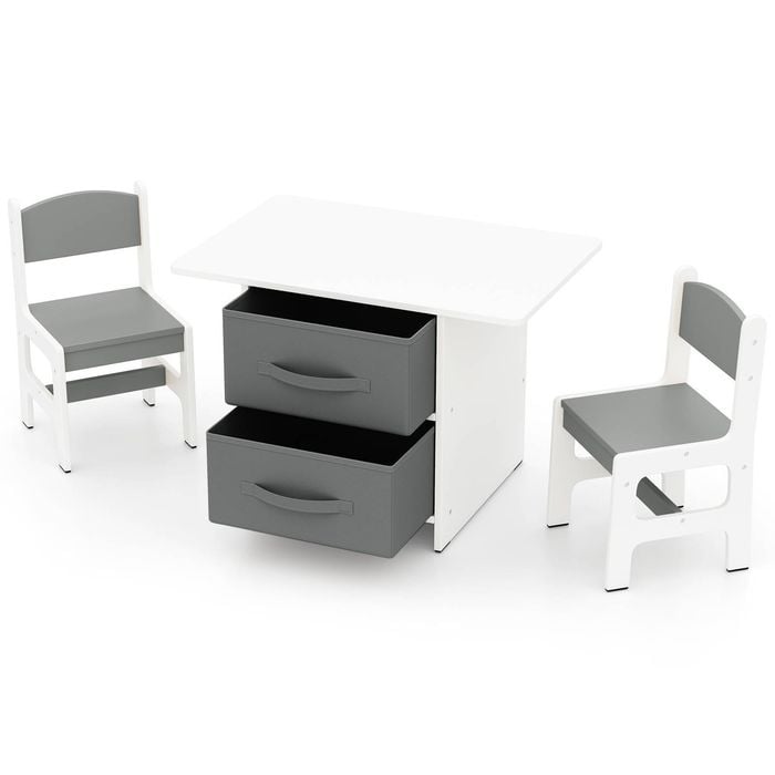 Costway 3pcs Kids Table & Chair Set Activity Center Writing Desk